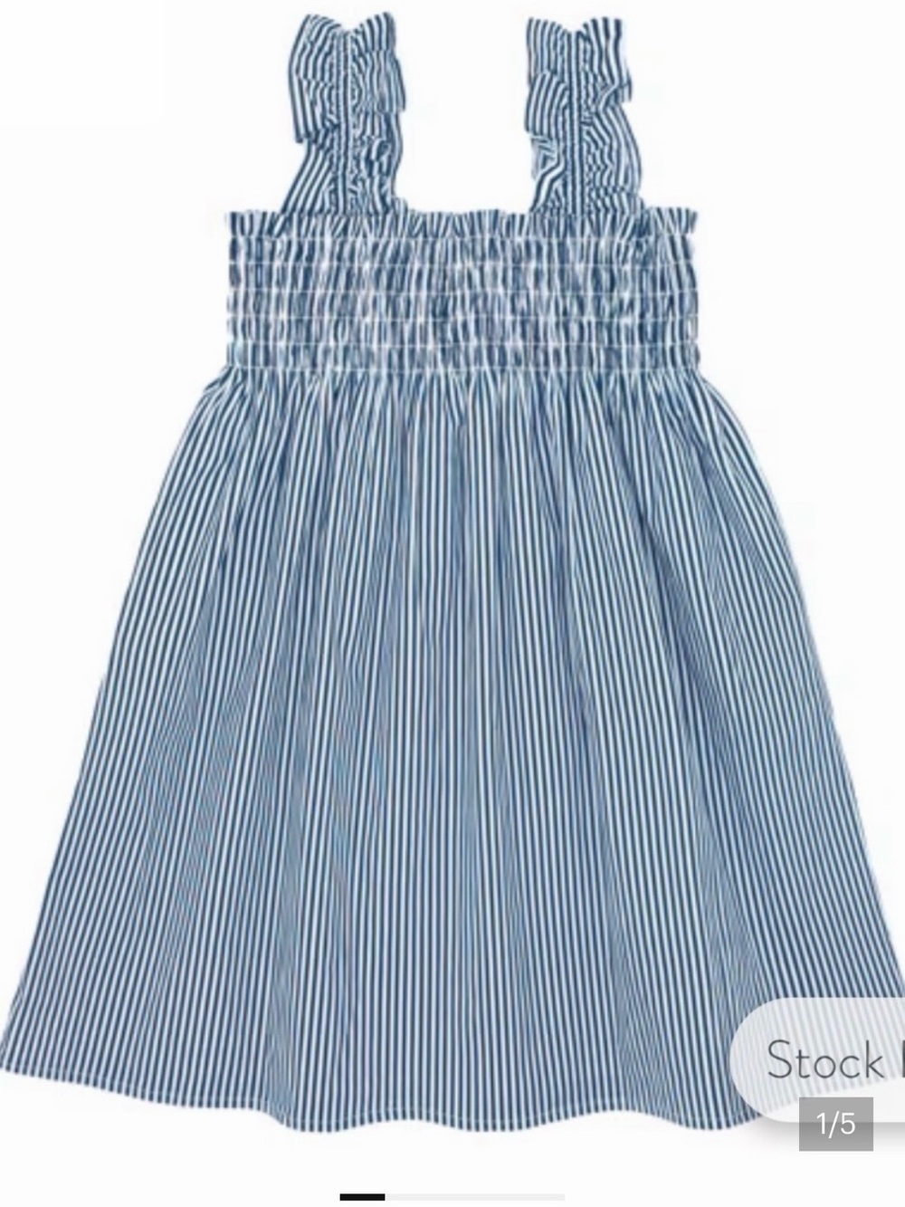Navy Striped Smocked Ruffle Strap Dress